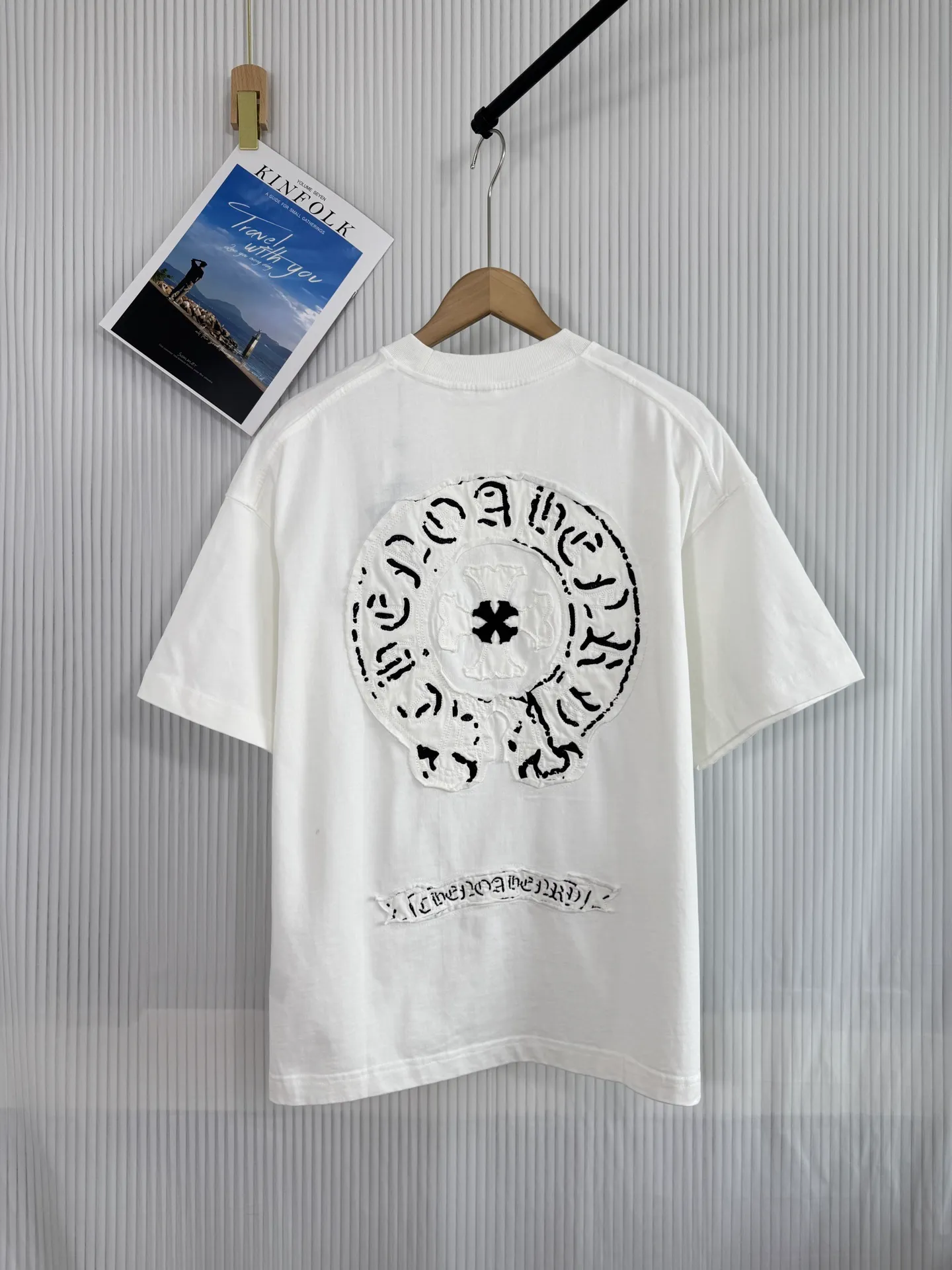 P200 ch high version Chrome Hearts 2025 spring and summer new cross patch washed short-sleeved T-shirt, fabric: 26 double yarns, 320 grams weight, cross patch embroidery, heavy washing Printing process: patch embroidery Color: black white Size: S M L XL Style number: 5132